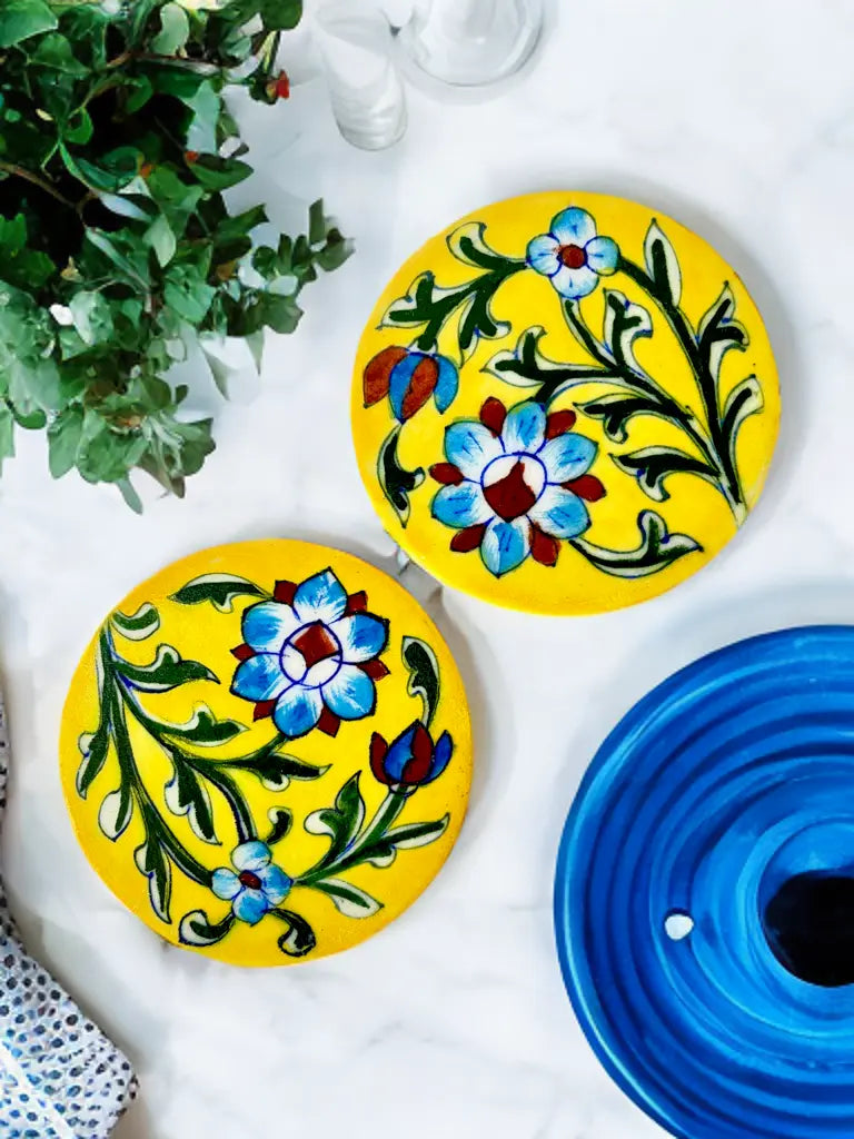 Blue Pottery Coasters-pair of 2