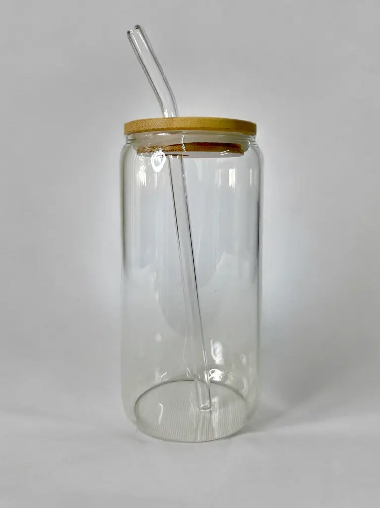 Can glass with straw