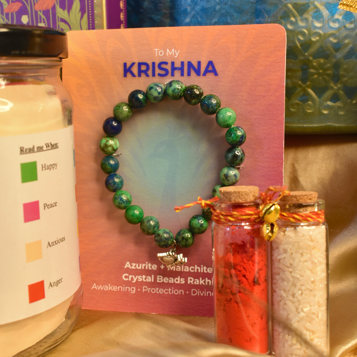 Crystal Bead Rakhi + Roli Chawal