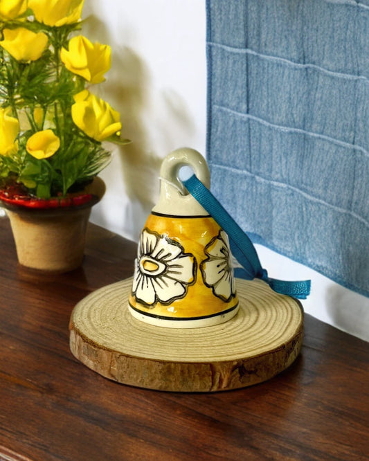 Blue pottery ceramic bell