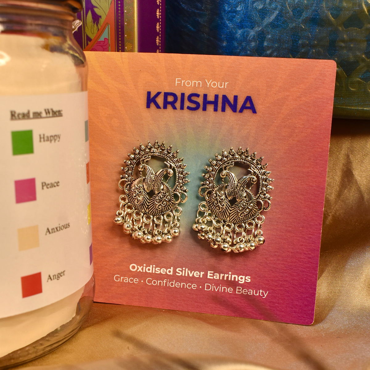 Oxidised peacock Earrings:
