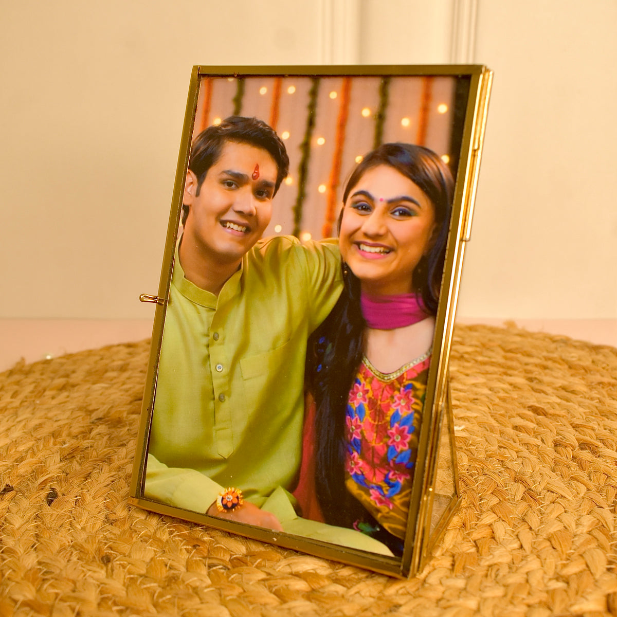 Golden glass frame with photo (Personalized)