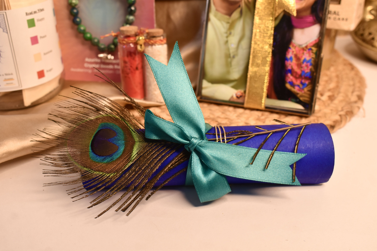 Scroll letter with peacock feather (Personalized)